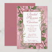 Uitnodigingen voor Elegant roze Rose Bridal Shower (Voorkant / Achterkant)