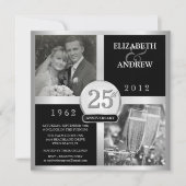 Uitnodigingen voor elegante foto's voor 25-jarig h (Voorkant)