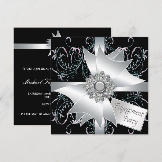Uitnodigingen voor elegante verlovingsfeesten (Voorkant / Achterkant)