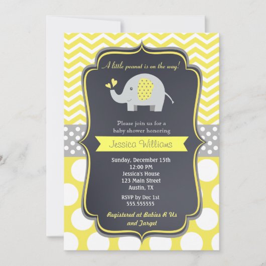 Uitnodigingen voor Elephant Baby Shower (Voorkant)
