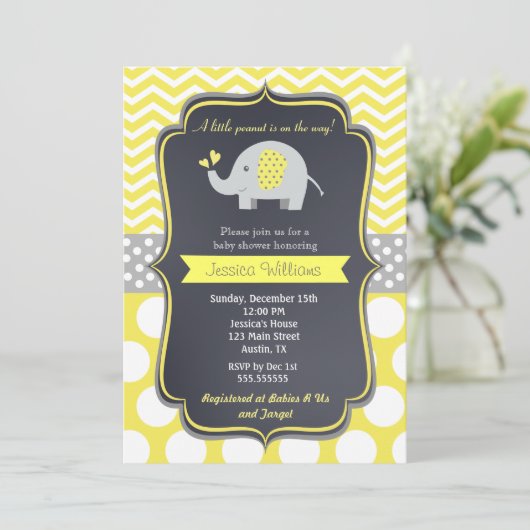 Uitnodigingen voor Elephant Baby Shower (Staand voorkant)
