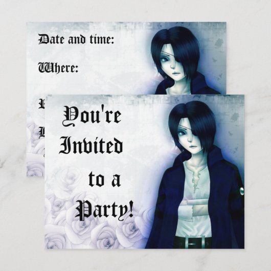 Uitnodigingen voor emo-jongen (Voorkant / Achterkant)