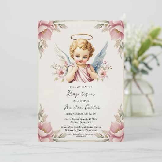 Uitnodigingen voor engelendoop (Staand voorkant)