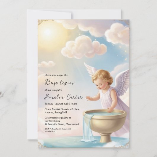 Uitnodigingen voor engelendoop (Voorkant)