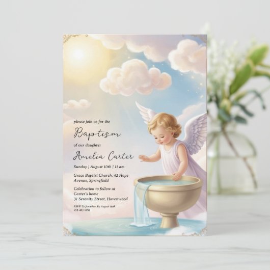 Uitnodigingen voor engelendoop (Staand voorkant)