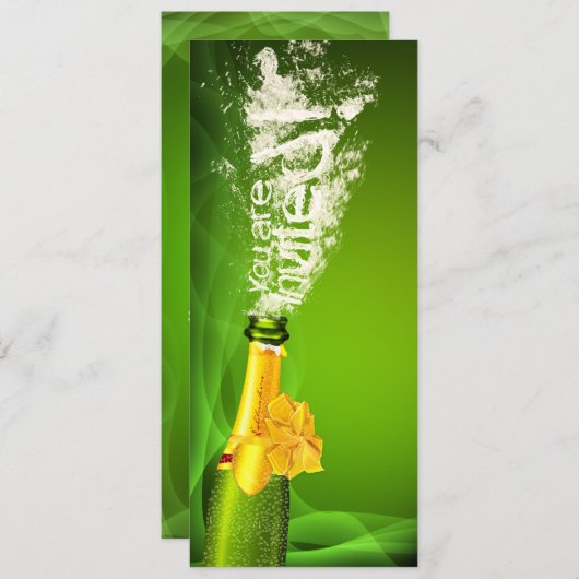 Uitnodigingen voor explosie van champagne-flessen (Voorkant / Achterkant)