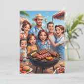 Uitnodigingen voor familiereünie BBQ Cookout (Staand voorkant)