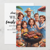 Uitnodigingen voor familiereünie BBQ Cookout (Voorkant / Achterkant)