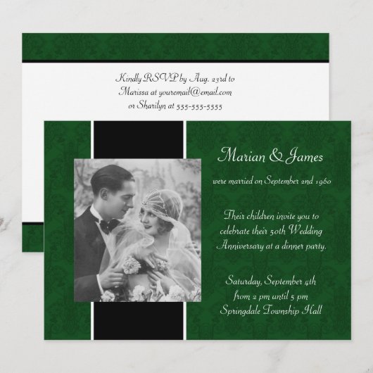 Uitnodigingen voor feest ter ere van 50-jarig huwe (Voorkant / Achterkant)