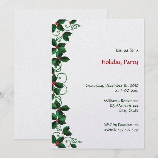 Uitnodigingen voor feestdag (Voorkant / Achterkant)