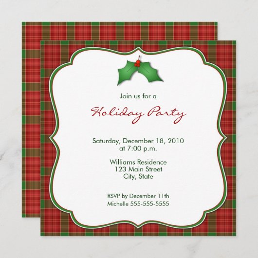 Uitnodigingen voor feestdag (Voorkant / Achterkant)