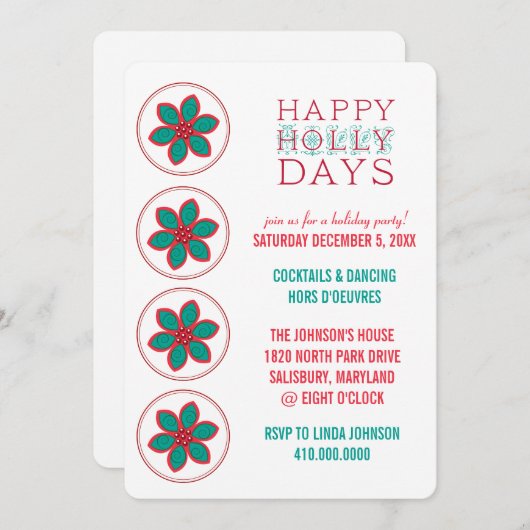 Uitnodigingen voor feestdag (Voorkant / Achterkant)