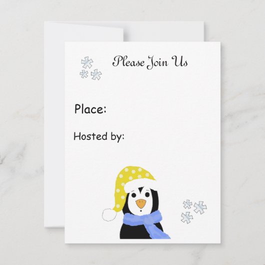 Uitnodigingen voor feestdag in pinguïn (Achterkant)