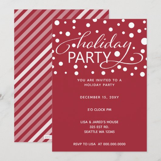 Uitnodigingen voor feestdagen in Confetti (Voorkant / Achterkant)