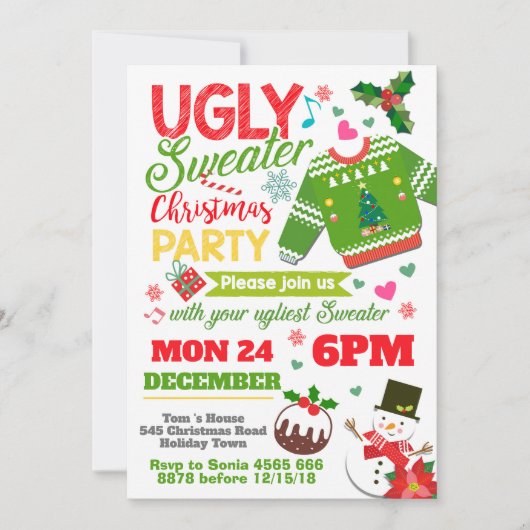 Uitnodigingen voor feestelijke kerstfeestdagen (Voorkant)