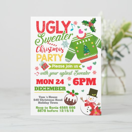 Uitnodigingen voor feestelijke kerstfeestdagen (Staand voorkant)