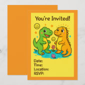 Uitnodigingen voor feestjes met dinosaurusthema (Voorkant / Achterkant)