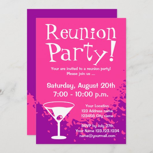 Uitnodigingen voor feestpartijen | Aangepaste uitn (Voorkant / Achterkant)