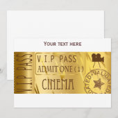 Uitnodigingen voor filmkaartjes (Voorkant / Achterkant)