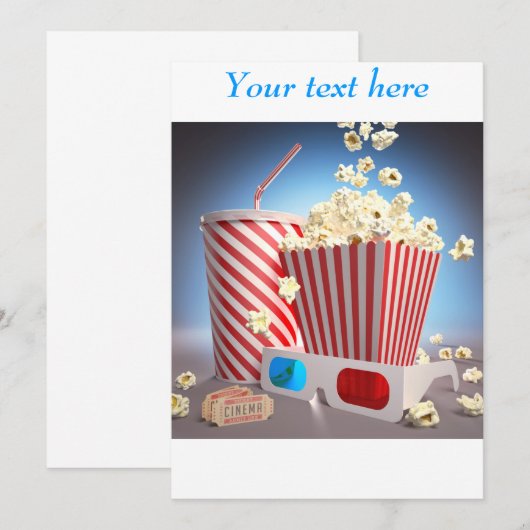 Uitnodigingen voor filmpopcorn (Voorkant / Achterkant)