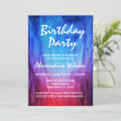 Uitnodigingen voor Fire & Ice Birthday | Blauwe ro (Staand voorkant)