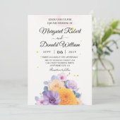 Uitnodigingen voor Floral-oranje en paarse bruilof (Staand voorkant)