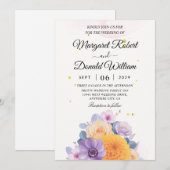 Uitnodigingen voor Floral-oranje en paarse bruilof (Voorkant / Achterkant)