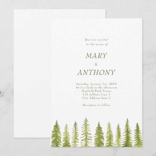 Uitnodigingen voor Forest Wedding (Voorkant / Achterkant)