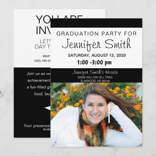 Uitnodigingen voor fotoafstudeerfeest, Coronavirus (Voorkant / Achterkant)