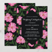 uitnodigingen voor fuschia en zwarte bruiloft (Voorkant / Achterkant)