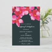 uitnodigingen voor fuschia floral en zwarte bruilo (Staand voorkant)