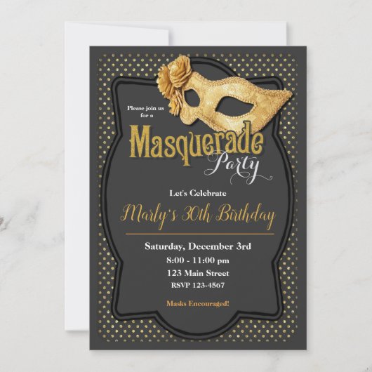 Uitnodigingen voor gemaskerd bal (Voorkant)