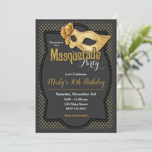 Uitnodigingen voor gemaskerd bal (Staand voorkant)