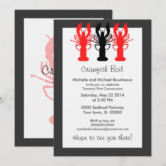 Uitnodigingen voor geraffineerde Crawish/Lobster-b (Voorkant / Achterkant)