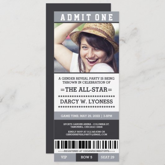 Uitnodigingen voor geslacht onthulling feest met s (Voorkant / Achterkant)