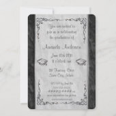 Uitnodigingen voor getextureerde zwarte en witte v (Achterkant)