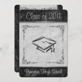 Uitnodigingen voor getextureerde zwarte en witte v (Voorkant / Achterkant)