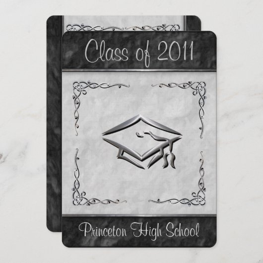 Uitnodigingen voor getextureerde zwarte en witte v (Voorkant / Achterkant)