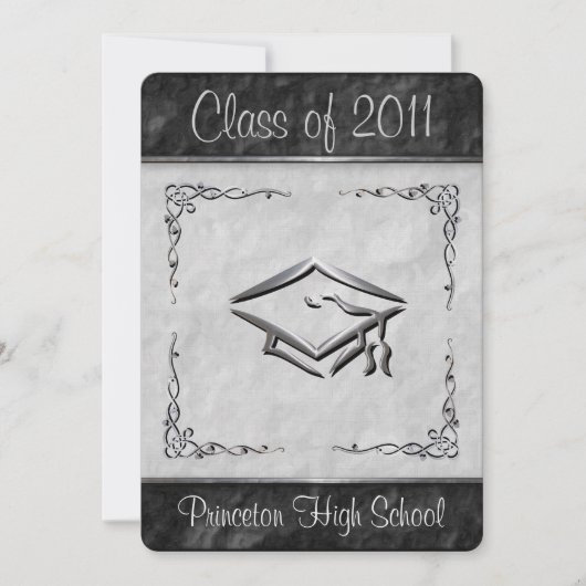 Uitnodigingen voor getextureerde zwarte en witte v (Voorkant)