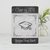 Uitnodigingen voor getextureerde zwarte en witte v (Staand voorkant)