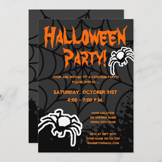 Uitnodigingen voor gezelschapsvrouwen van Hallowee (Voorkant / Achterkant)