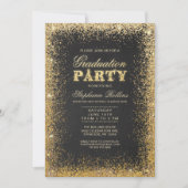 Uitnodigingen voor Gold & Glitter Graduation Party (Voorkant)