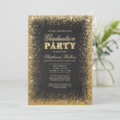 Uitnodigingen voor Gold & Glitter Graduation Party (Staand voorkant)
