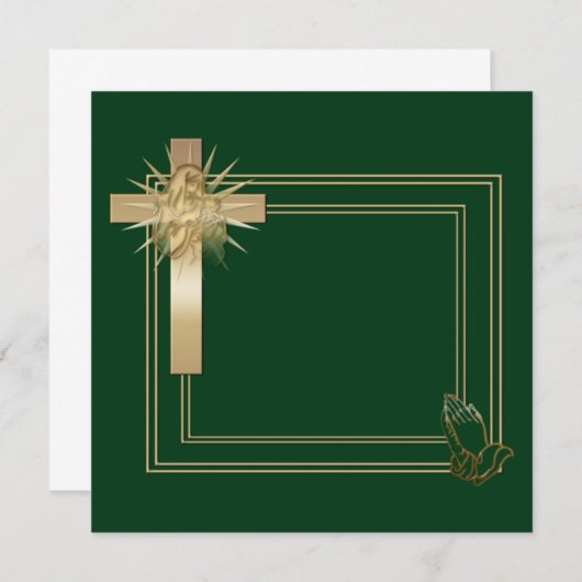 Uitnodigingen voor Golden kruis en bidden (Voorkant / Achterkant)