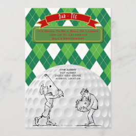 Uitnodigingen voor golfpensioenfeest vintage retro