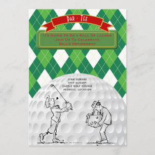 Uitnodigingen voor golfpensioenfeest vintage retro