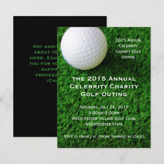 Uitnodigingen voor golfuitjes (Voorkant / Achterkant)