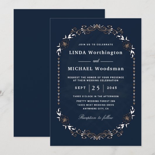 Uitnodigingen voor Gothic bruiloft (Voorkant / Achterkant)