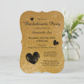 Uitnodigingen voor goudglitter bachelorette (Staand voorkant)