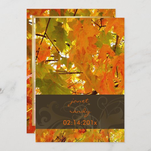 Uitnodigingen voor goudmakrelen/valbruiloft (Voorkant / Achterkant)